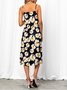 Floral Sweet Cold Shoulder Spaghetti Weaving Dress