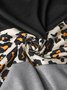Long sleeve V-neck hooded zipper geometric stitched leopard top women's sweater