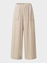Casual Plain Pockets Linen Pants