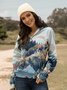 Forest Print Long Sleeve Casual Cotton-Blend Hoodie Sweatshirt