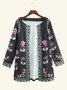 Cotton blended long sleeve printed cardigan coat