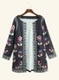 JFN Cotton blended long sleeve printed cardigan coat