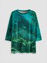 JFN Crew Neck Colorblock Casual Sweatshirt