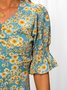 A-Line Sweet Short Sleeve Weaving Dress