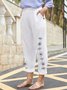 JFN Daisy Floral Pocketed Casual Pants White