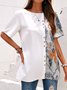 Cotton-Blend Casual Short Sleeve Tops