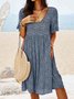 JFN V Neck Floral Beach Vacation Casual Mini Smock Dress