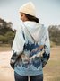 Forest Print Long Sleeve Casual Cotton-Blend Hoodie Sweatshirt