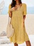 JFN V Neck Floral Beach Vacation Casual Mini Smock Dress