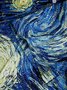 Mens Retro Van Gogh The Starry Night Lapel Loose Short Sleeve Funky Hawaiian Shirt