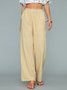 JFN Women Solid Loose Cotton Linen Casual Turnip Pants