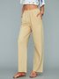 JFN Women Solid Loose Cotton Linen Casual Turnip Pants