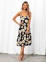 Floral Sweet Cold Shoulder Spaghetti Weaving Dress