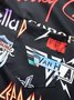 Mens Rock and Roll Punk Print Pocket Lapel Casual Loose Short Sleeve Shirt
