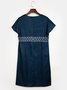 Cotton-Blend V Neck Casual Weaving Dress