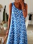 Round Neck Women Summer Dresses Printed Polka Dots Midi Dresses