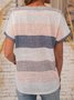 Short Sleeve V Neck Printed Knitted T-shirt