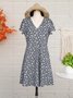 JFN V Neck Floral Short Sleeve Casual Mini Dress