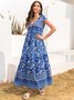 V Neck Boho Floral-Print Weaving Dress