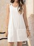 JFN Round Neck Sleeveless Buttoned Plain Causal Mini Dresses