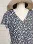 JFN V Neck Floral Short Sleeve Casual Mini Dress