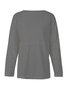 Long Sleeve Solid Elegant Paneled Round Neck Cotton Plus Size Chic Shirts  Blouse