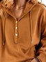 Women's Solid Color Hooded Button Drawstring Sweatshirt