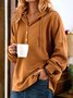 Women's Solid Color Hooded Button Drawstring Sweatshirt