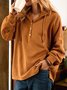 Women's Solid Color Hooded Button Drawstring Sweatshirt