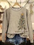 Women Christmas Crew Neck Printing Casual Spring/Fall Long Sleeve Sweatshirt