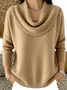 Women Plain Spring/Fall Casual Long Sleeve Crew Neck Cotton Sweater