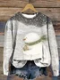 Women Christmas Snowman Crew Neck Printing Casual Spring/Fall Long Sleeve Sweatshirt