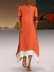 A-line Women Elegant Long Sleeve Paneled Solid Spring Dress