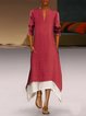 A-line Women Elegant Long Sleeve Paneled Solid Spring Dress