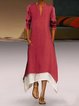 A-line Women Elegant Long Sleeve Paneled Solid Spring Dress