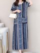 Crew Neck Women Dresses Daily Linen Dresses
