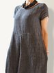 Summer Pockets Round Neck Shift Linen Dresses
