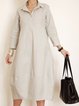 Shirt Collar Women Dresses Going Out Buttoned Dresses