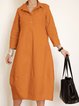 Shirt Collar Women Dresses Going Out Buttoned Dresses