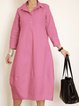 Shirt Collar Women Dresses Going Out Buttoned Dresses
