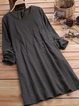 Crew Neck Women Dresses Shift Daily Linen Checkered/plaid Dresses