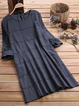 Crew Neck Women Dresses Shift Daily Linen Checkered/plaid Dresses
