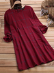 Crew Neck Women Dresses Shift Daily Linen Checkered/plaid Dresses