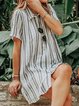 Shirt Collar Women Dresses Going Out Casual Stripes Dresses