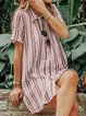 Shirt Collar Women Dresses Going Out Casual Stripes Dresses