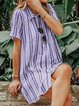 Shirt Collar Women Dresses Going Out Casual Stripes Dresses