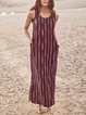 Casual Striped Sleeveless Pockets Maxi Dresses