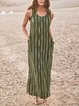 Casual Striped Sleeveless Pockets Maxi Dresses