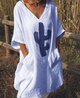 Linen Casual V Neck Dresses