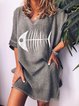 Crew Neck Women Casual Abstract Printed Midi Dresses